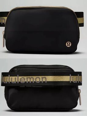 NWT Lululemon Everywhere Belt Bag 1L Black/Gold Wordmark